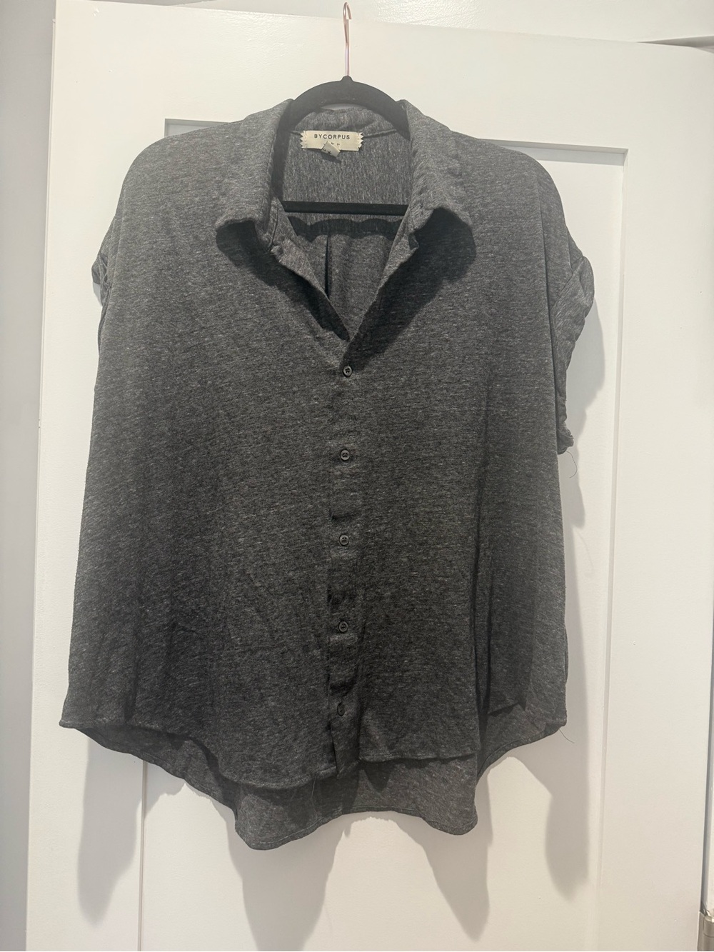 Relaxed Charcoal Button-Down Shirt by BYCORPUS